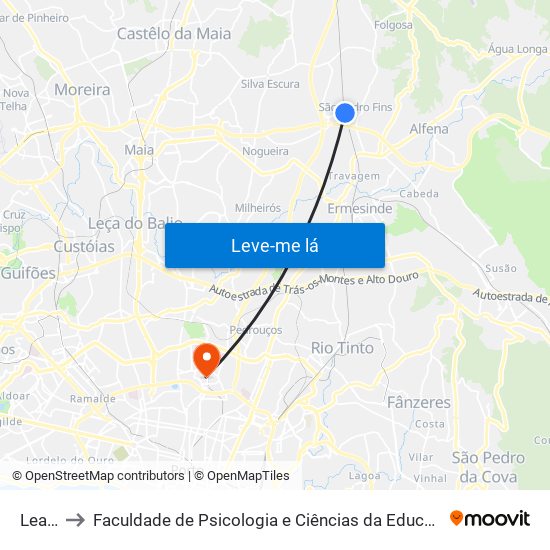 Leandro to Faculdade de Psicologia e Ciências da Educação da Universidade do Porto map