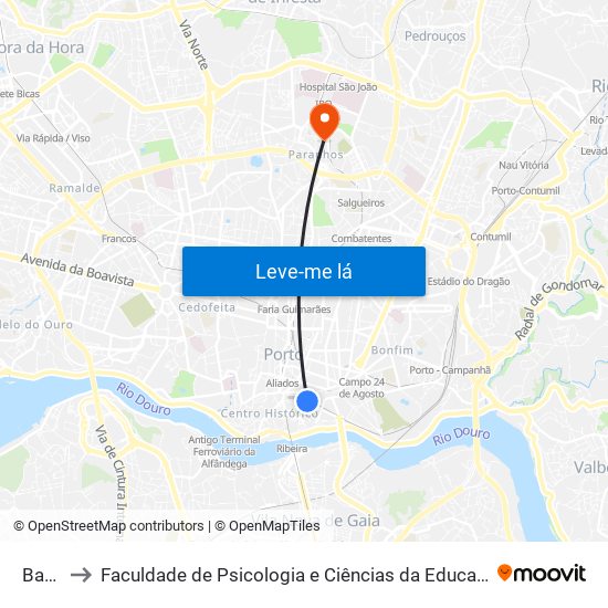 Batalha to Faculdade de Psicologia e Ciências da Educação da Universidade do Porto map