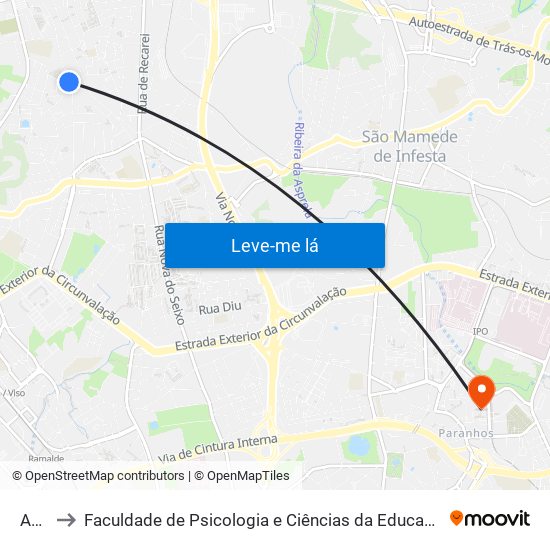 Avilhó to Faculdade de Psicologia e Ciências da Educação da Universidade do Porto map