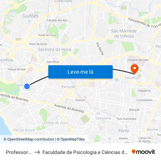 Professor Melo Adrião to Faculdade de Psicologia e Ciências da Educação da Universidade do Porto map