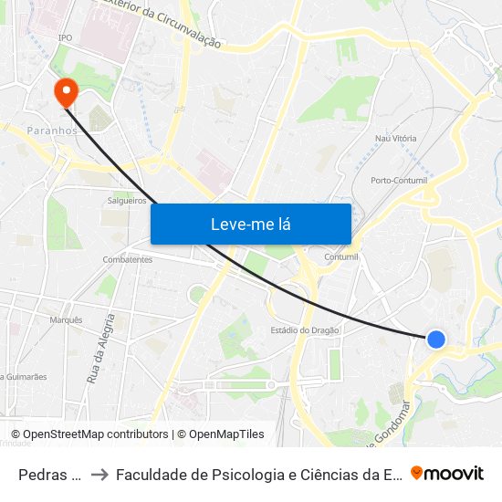 Pedras Salgadas to Faculdade de Psicologia e Ciências da Educação da Universidade do Porto map