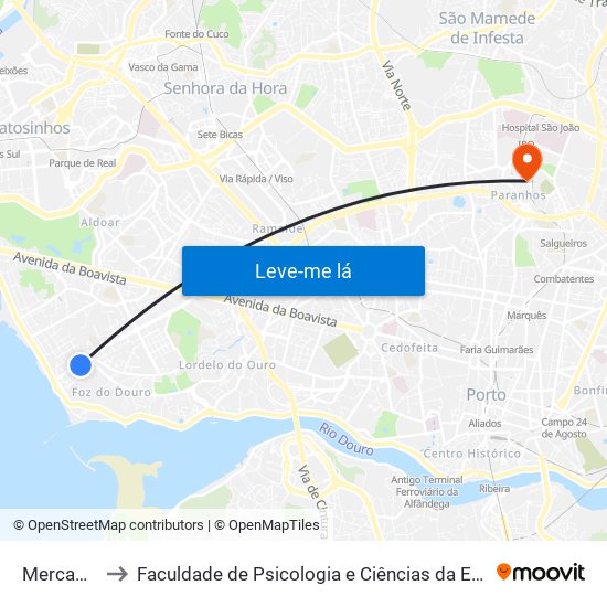 Mercado da Foz to Faculdade de Psicologia e Ciências da Educação da Universidade do Porto map