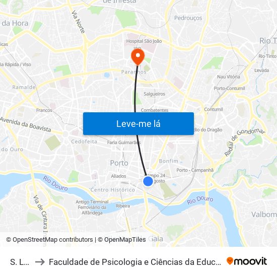 S. Lázaro to Faculdade de Psicologia e Ciências da Educação da Universidade do Porto map