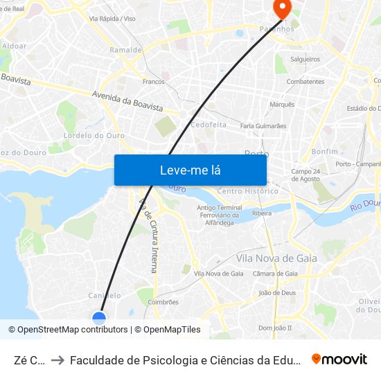 Zé Cidade to Faculdade de Psicologia e Ciências da Educação da Universidade do Porto map