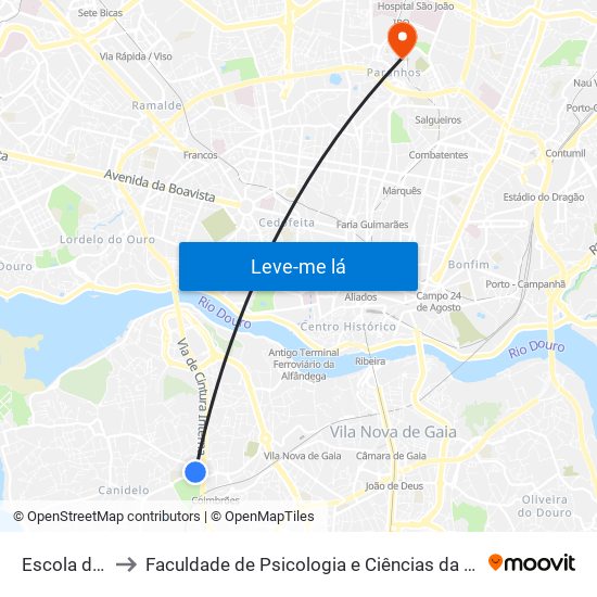 Escola de Canidelo to Faculdade de Psicologia e Ciências da Educação da Universidade do Porto map