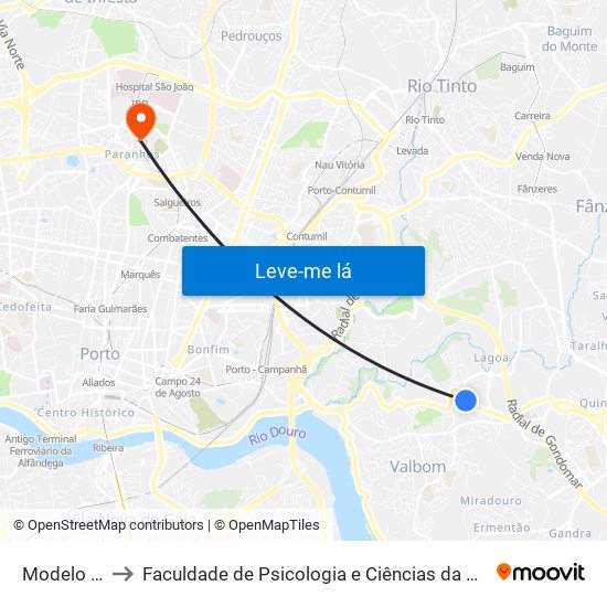 Modelo S. Cosme to Faculdade de Psicologia e Ciências da Educação da Universidade do Porto map