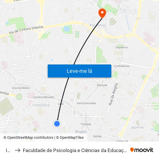 Iscet to Faculdade de Psicologia e Ciências da Educação da Universidade do Porto map