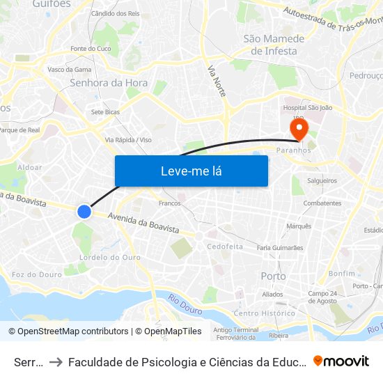 Serralves to Faculdade de Psicologia e Ciências da Educação da Universidade do Porto map