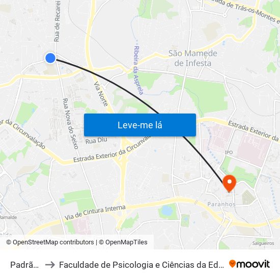 Padrão Légua to Faculdade de Psicologia e Ciências da Educação da Universidade do Porto map