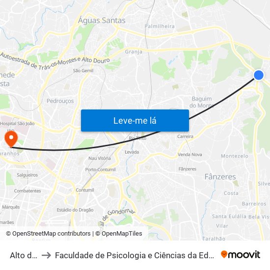 Alto da Serra to Faculdade de Psicologia e Ciências da Educação da Universidade do Porto map