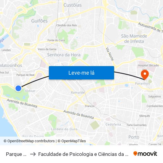 Parque da Cidade to Faculdade de Psicologia e Ciências da Educação da Universidade do Porto map