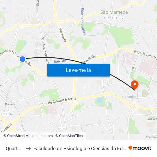 Quartel Militar to Faculdade de Psicologia e Ciências da Educação da Universidade do Porto map