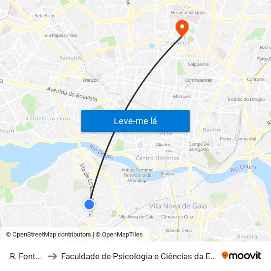 R. Fonte Lodosa to Faculdade de Psicologia e Ciências da Educação da Universidade do Porto map