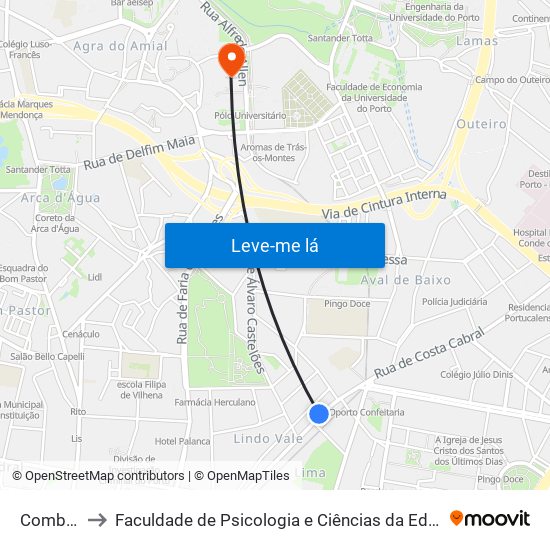 Combatentes to Faculdade de Psicologia e Ciências da Educação da Universidade do Porto map