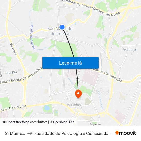 S. Mamede (Igreja) to Faculdade de Psicologia e Ciências da Educação da Universidade do Porto map