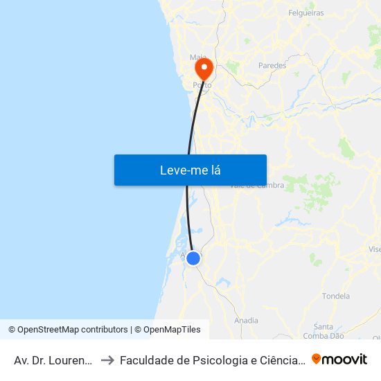 Av. Dr. Lourenço Peixinho - CTT A to Faculdade de Psicologia e Ciências da Educação da Universidade do Porto map