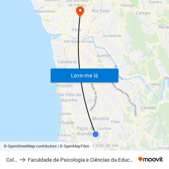 Colégio to Faculdade de Psicologia e Ciências da Educação da Universidade do Porto map