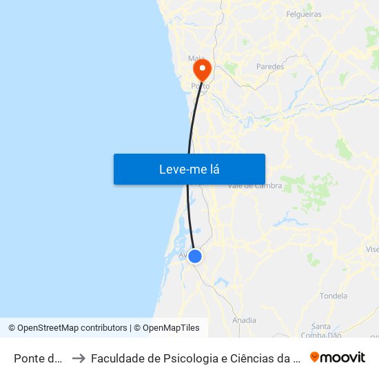 Ponte das agras B to Faculdade de Psicologia e Ciências da Educação da Universidade do Porto map