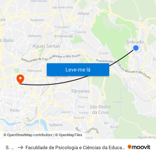 S.João to Faculdade de Psicologia e Ciências da Educação da Universidade do Porto map