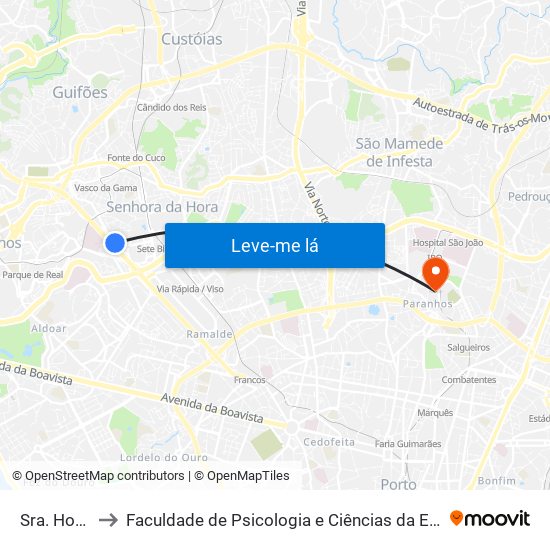 Sra. Hora (Hiper) to Faculdade de Psicologia e Ciências da Educação da Universidade do Porto map