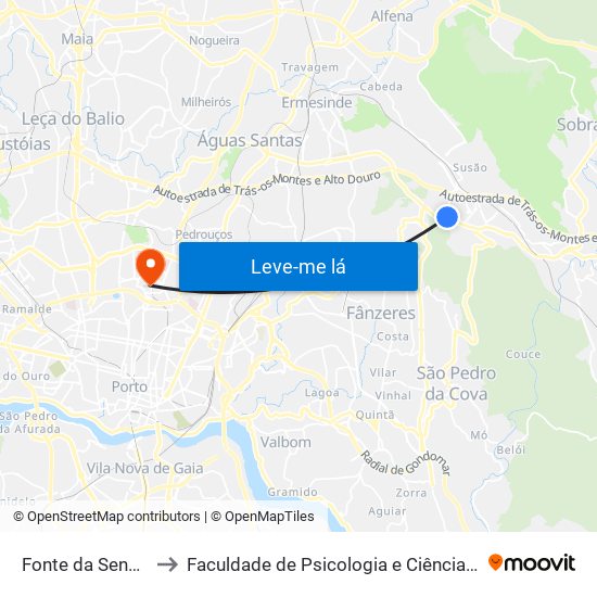 Fonte da Senhora | Outeiro Linho to Faculdade de Psicologia e Ciências da Educação da Universidade do Porto map