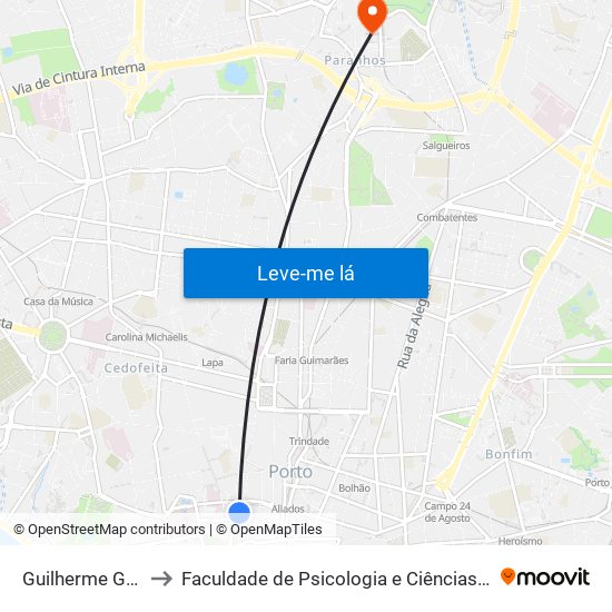 Guilherme Gomes Fernandes to Faculdade de Psicologia e Ciências da Educação da Universidade do Porto map