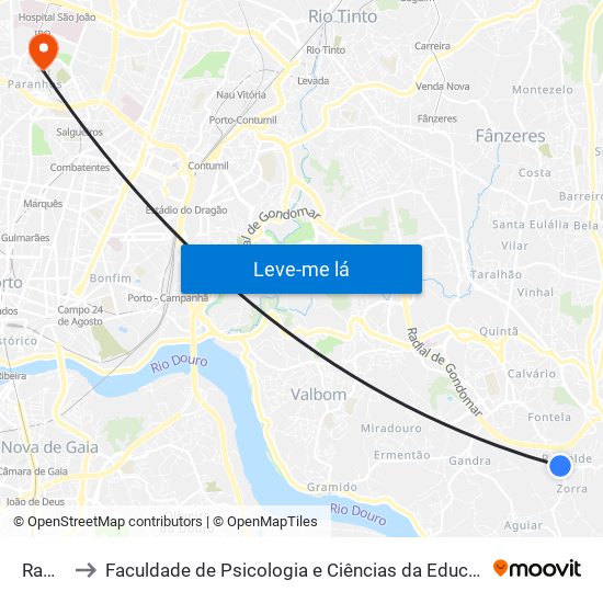 Ramalde to Faculdade de Psicologia e Ciências da Educação da Universidade do Porto map