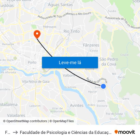 Funil to Faculdade de Psicologia e Ciências da Educação da Universidade do Porto map