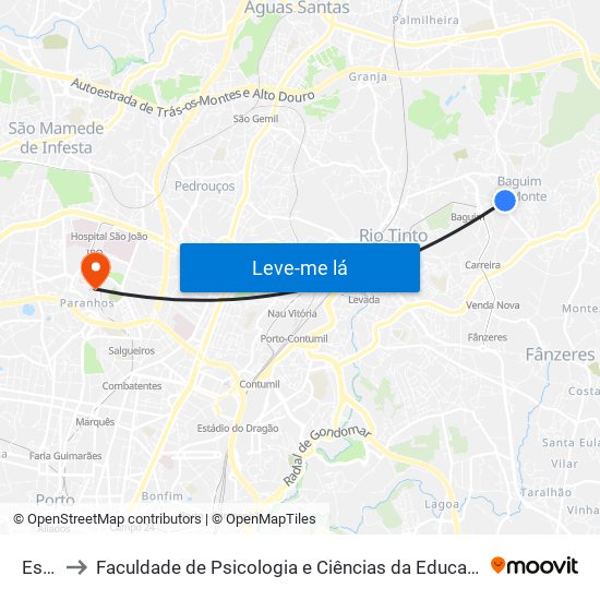 Estrela to Faculdade de Psicologia e Ciências da Educação da Universidade do Porto map