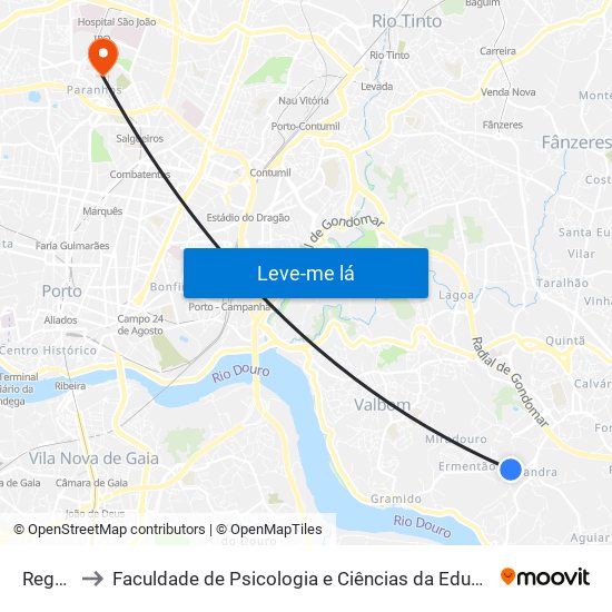 Regatinho to Faculdade de Psicologia e Ciências da Educação da Universidade do Porto map