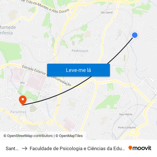 Santegãos to Faculdade de Psicologia e Ciências da Educação da Universidade do Porto map