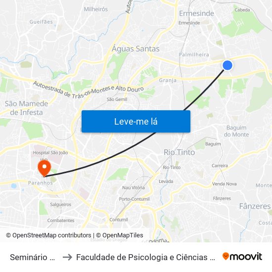 Sem.Bom Pastor to Faculdade de Psicologia e Ciências da Educação da Universidade do Porto map