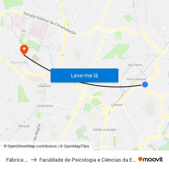 Fábrica do Cobre to Faculdade de Psicologia e Ciências da Educação da Universidade do Porto map