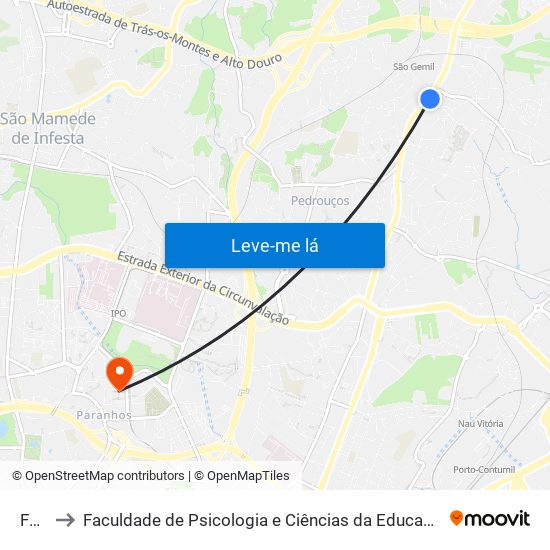 Forno to Faculdade de Psicologia e Ciências da Educação da Universidade do Porto map