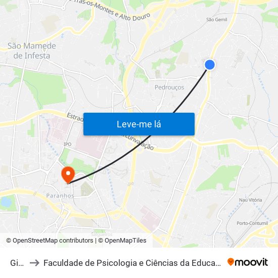 Giesta to Faculdade de Psicologia e Ciências da Educação da Universidade do Porto map