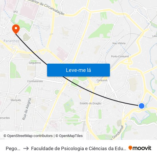 Pego Negro to Faculdade de Psicologia e Ciências da Educação da Universidade do Porto map