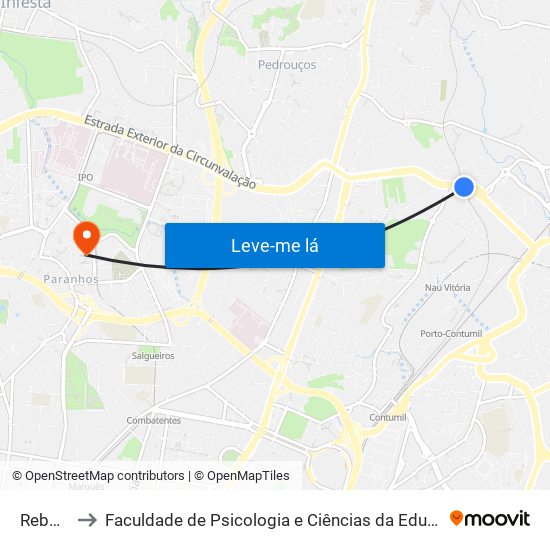 Rebordãos to Faculdade de Psicologia e Ciências da Educação da Universidade do Porto map