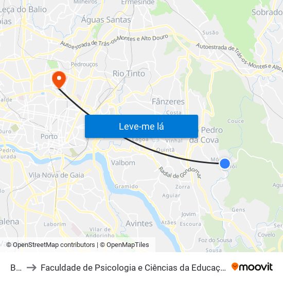 Béloi to Faculdade de Psicologia e Ciências da Educação da Universidade do Porto map