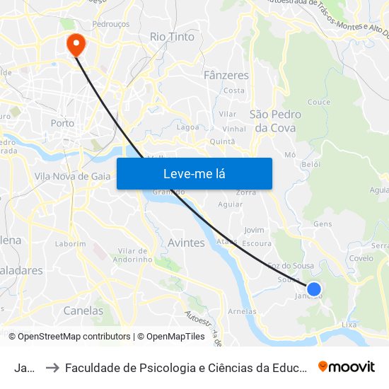 Jancido to Faculdade de Psicologia e Ciências da Educação da Universidade do Porto map