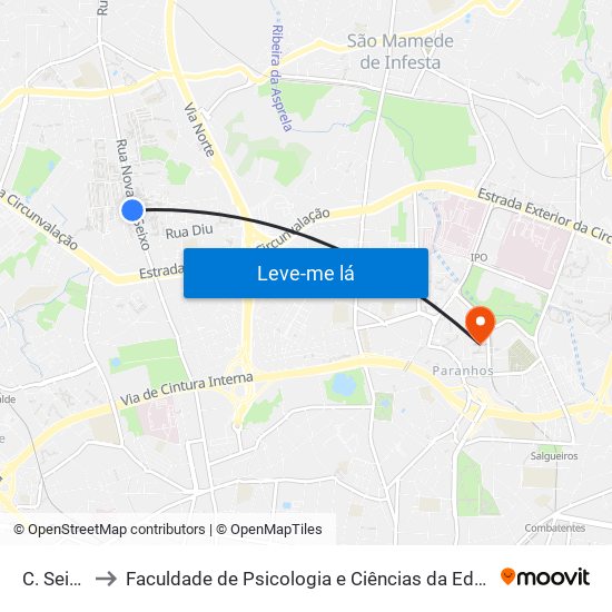 C. Seixo (Sul) to Faculdade de Psicologia e Ciências da Educação da Universidade do Porto map