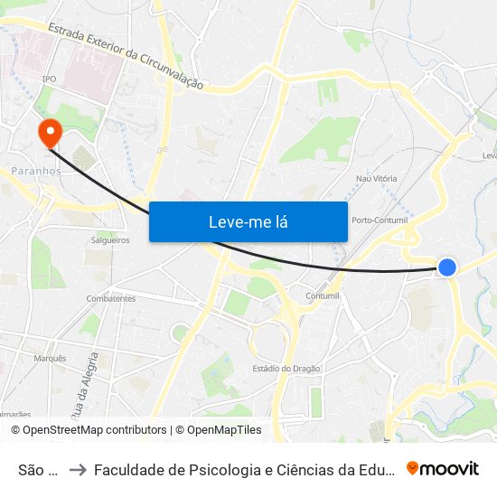 São Roque to Faculdade de Psicologia e Ciências da Educação da Universidade do Porto map