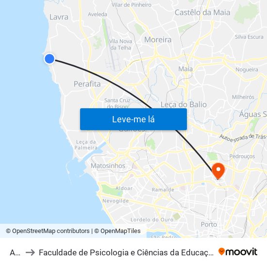 Areal to Faculdade de Psicologia e Ciências da Educação da Universidade do Porto map