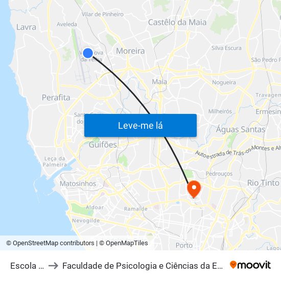 Escola Primária to Faculdade de Psicologia e Ciências da Educação da Universidade do Porto map