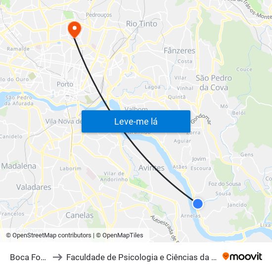 Boca Foz do Sousa to Faculdade de Psicologia e Ciências da Educação da Universidade do Porto map