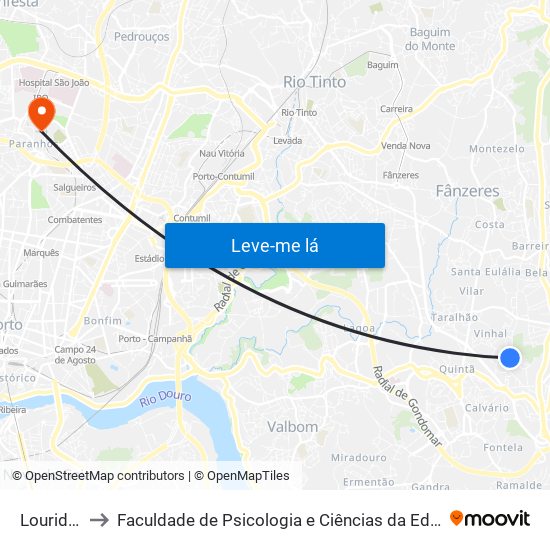 Lourido Bairro to Faculdade de Psicologia e Ciências da Educação da Universidade do Porto map