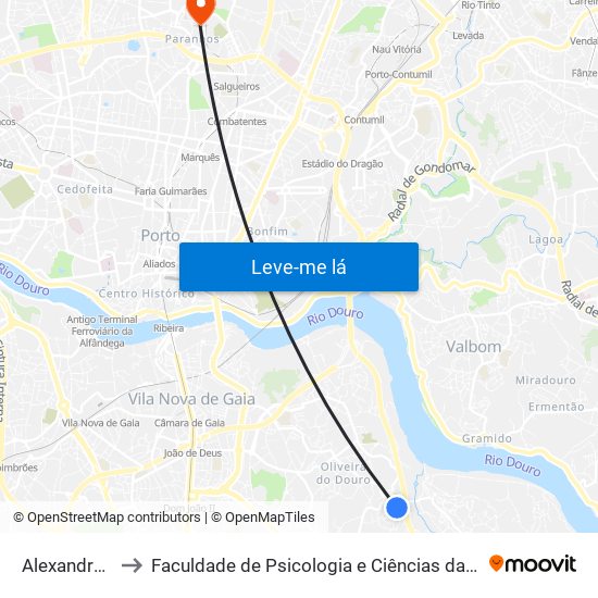 Alexandre Herculano to Faculdade de Psicologia e Ciências da Educação da Universidade do Porto map