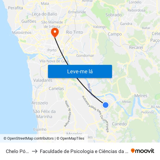 Chelo Póvoa (Lever) to Faculdade de Psicologia e Ciências da Educação da Universidade do Porto map