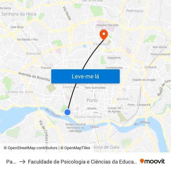 Palácio to Faculdade de Psicologia e Ciências da Educação da Universidade do Porto map