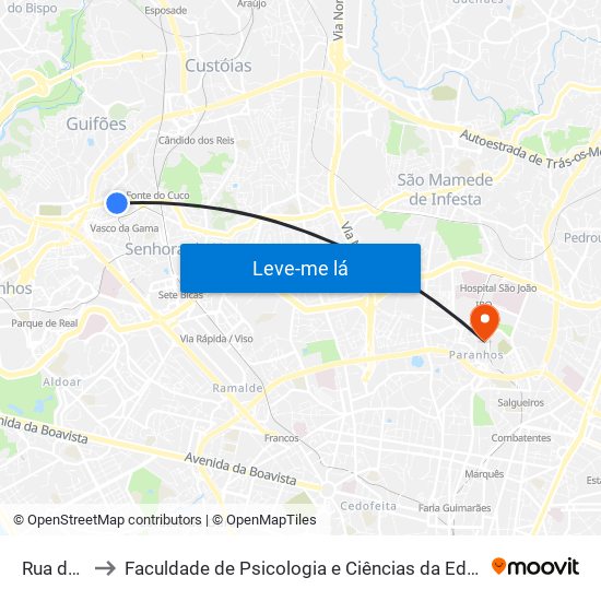 Rua da Lagoa to Faculdade de Psicologia e Ciências da Educação da Universidade do Porto map