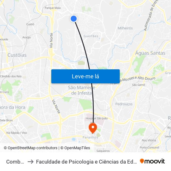 Combonianos to Faculdade de Psicologia e Ciências da Educação da Universidade do Porto map